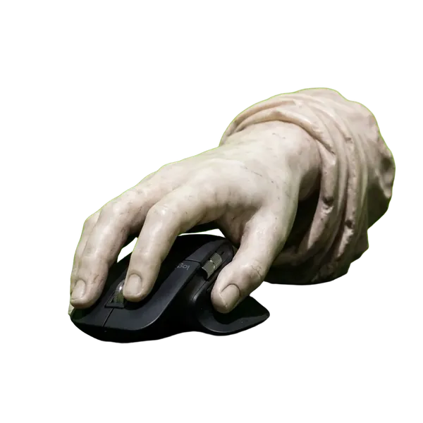 Marmor-Hand greift zur Computer-Maus